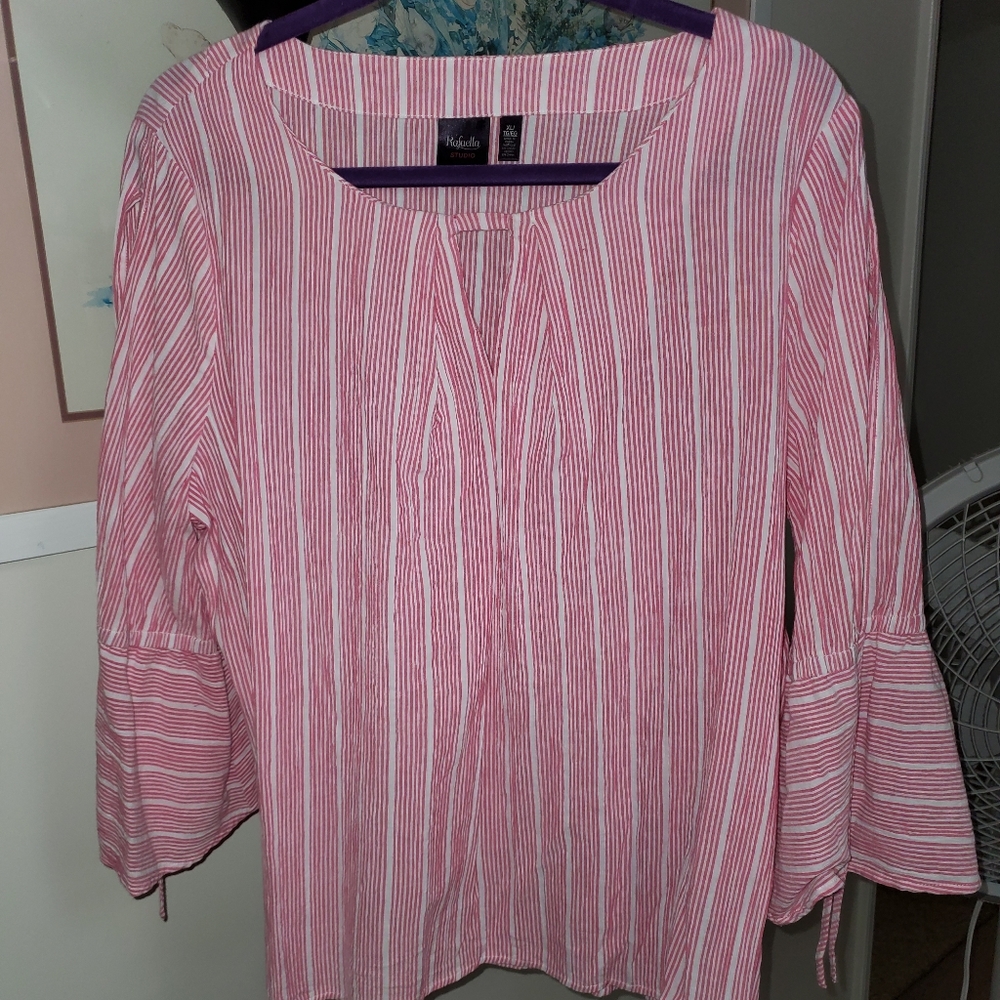 Red and white blouse